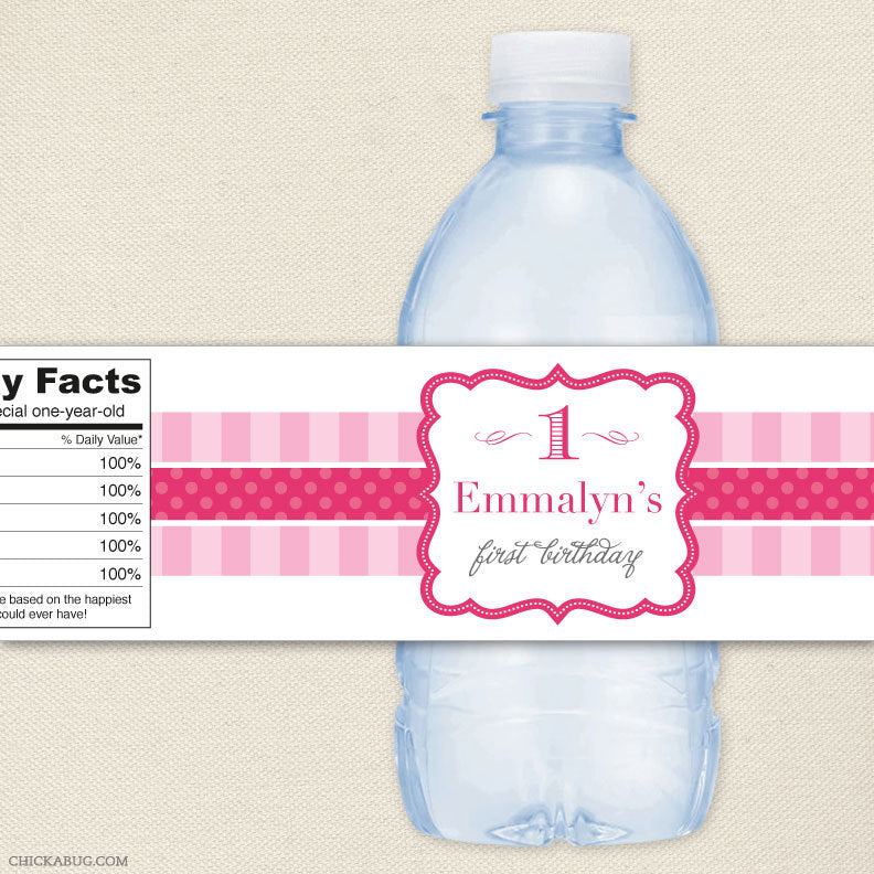Pretty in Pink Birthday Water Bottle Labels