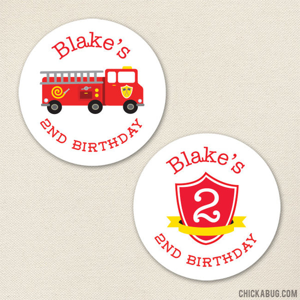 Fire Truck Birthday Stickers