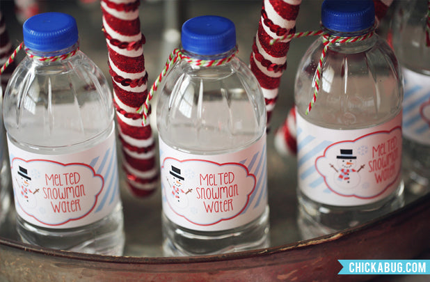"Melted Snowman" Christmas Water or Soda Labels