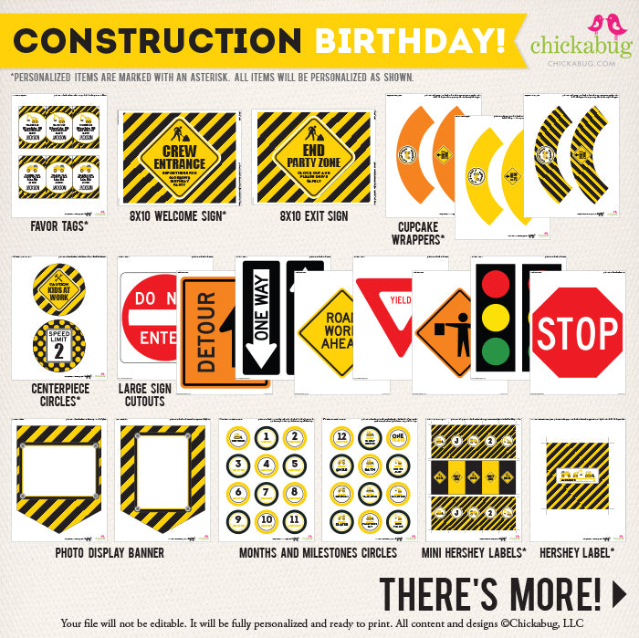 Construction Part Signs Construction Zone Party Signs