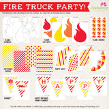 Fire Truck Birthday Party Printable Decor Kit (Digital File)