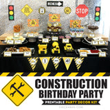 Construction Birthday Party Printable Decor Kit (Digital File)