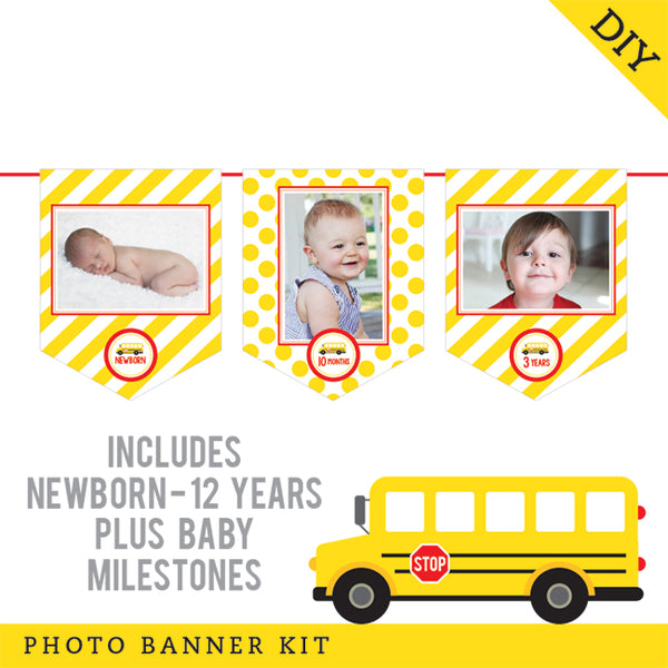 School Bus Party Photo Banner Kit (INSTANT DOWNLOAD)