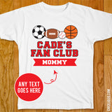 Sports Birthday "Fan Club" Iron-On - Red