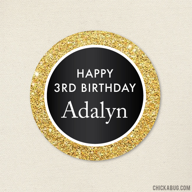 Gold and Black Birthday Stickers