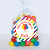 Rainbow Balloons & Stripes Birthday Party Favor Labels