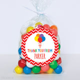 Rainbow Balloons Birthday Party Favor Labels