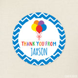Blue Balloons Birthday Party Favor Labels