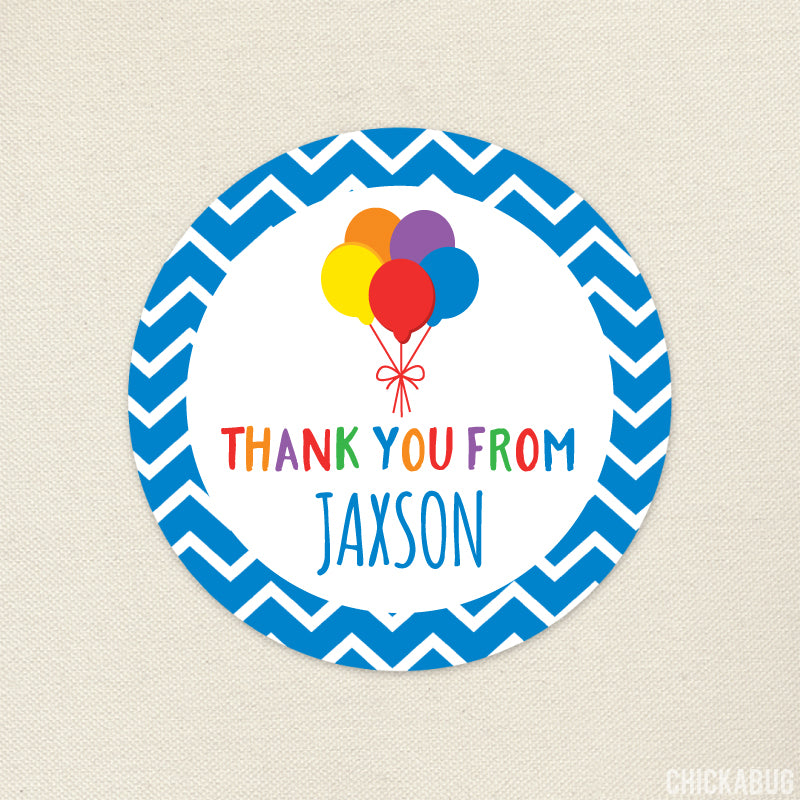 Blue Balloons Birthday Party Favor Labels
