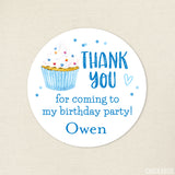 Blue Cupcake Boys Birthday Party Favor Stickers