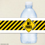 Construction Fuel Sign Birthday Water Bottle Labels