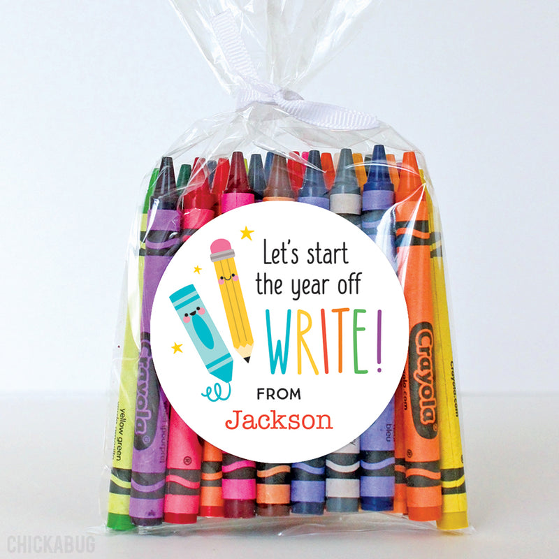 "Let's Start the Year Off WRITE" Back to School Stickers