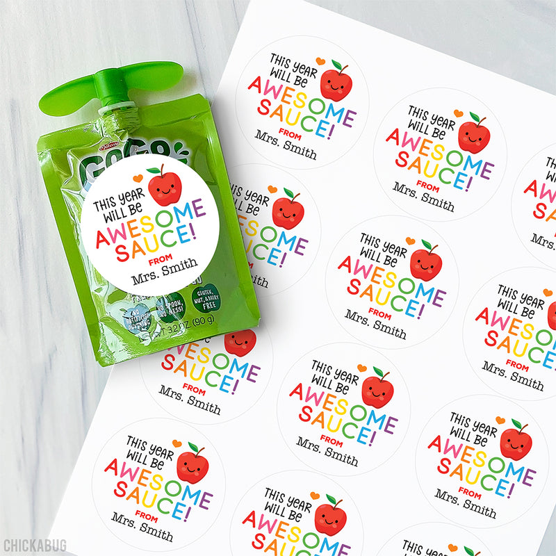 "Awesome-Sauce" Applesauce Back to School Stickers