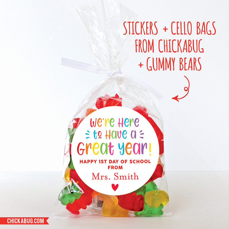 "Here To Have A Great Year" Back to School Stickers
