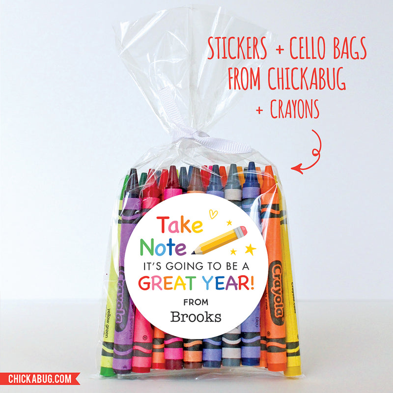 Pencil "Take Note" Back to School Stickers