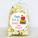 Apple and Books Happy Back to School Stickers