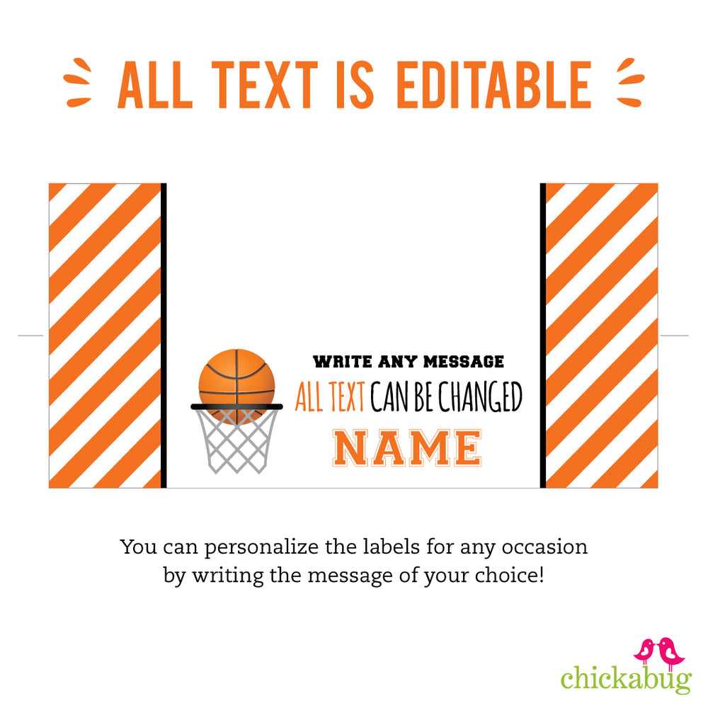 Basketball Happy Birthday Printable Label Basketball Water Bottle