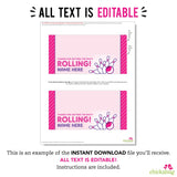 Pink Bowling Party Treat Bag Label (EDITABLE INSTANT DOWNLOAD)