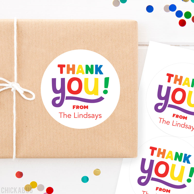 Rainbow "Thank You" Stickers