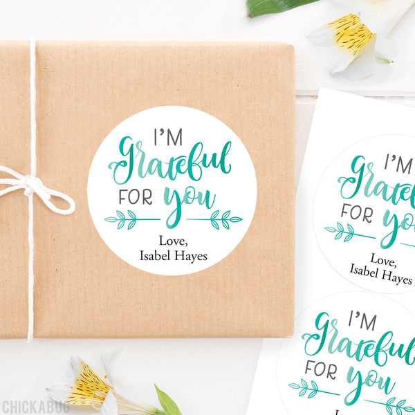 Calligraphy "I'm Grateful For You" Stickers