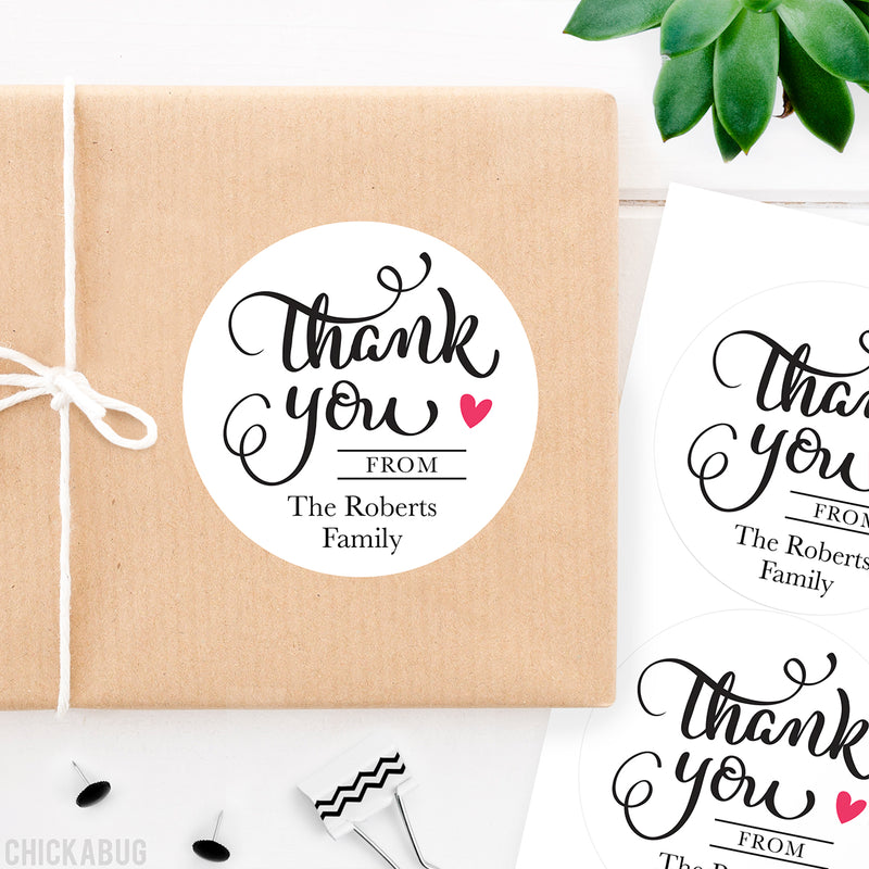 Black Calligraphy "Thank You" Stickers