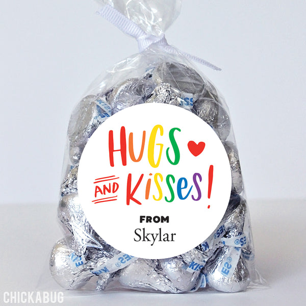 "Hugs and Kisses" Colorful Stickers