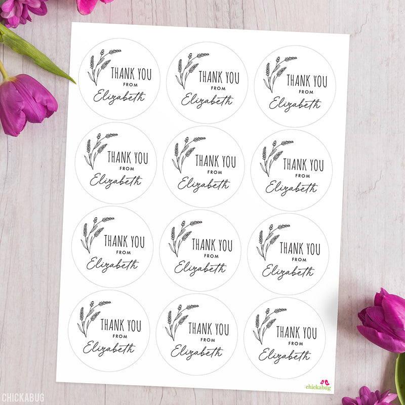 Black and White Botanical Thank You Labels