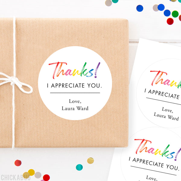"Thanks! I Appreciate You" Stickers