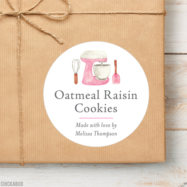 Pink Mixer Food & Baking Gift Labels