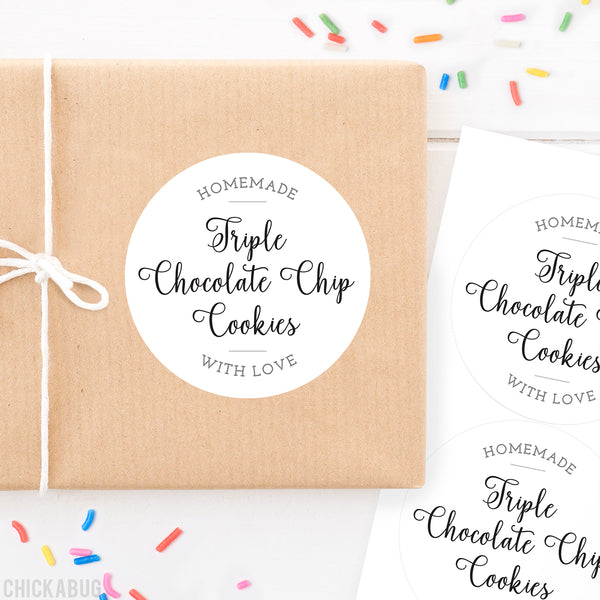 Script "Homemade With Love" Food & Baking Gift Labels