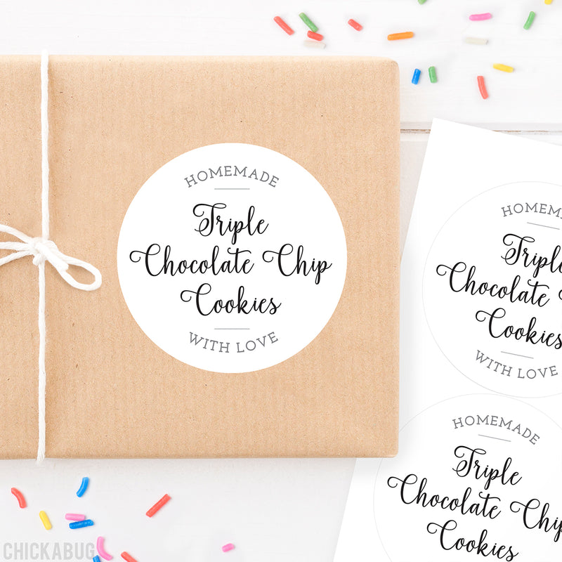 Script "Homemade With Love" Food & Baking Gift Labels