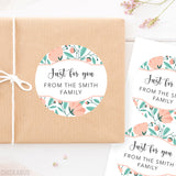 Peach Floral Food & Baking Gift Labels