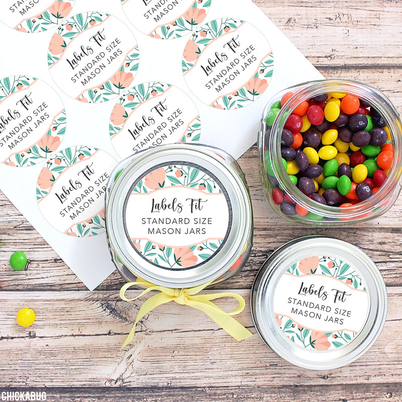 Peach Floral Food & Baking Gift Labels
