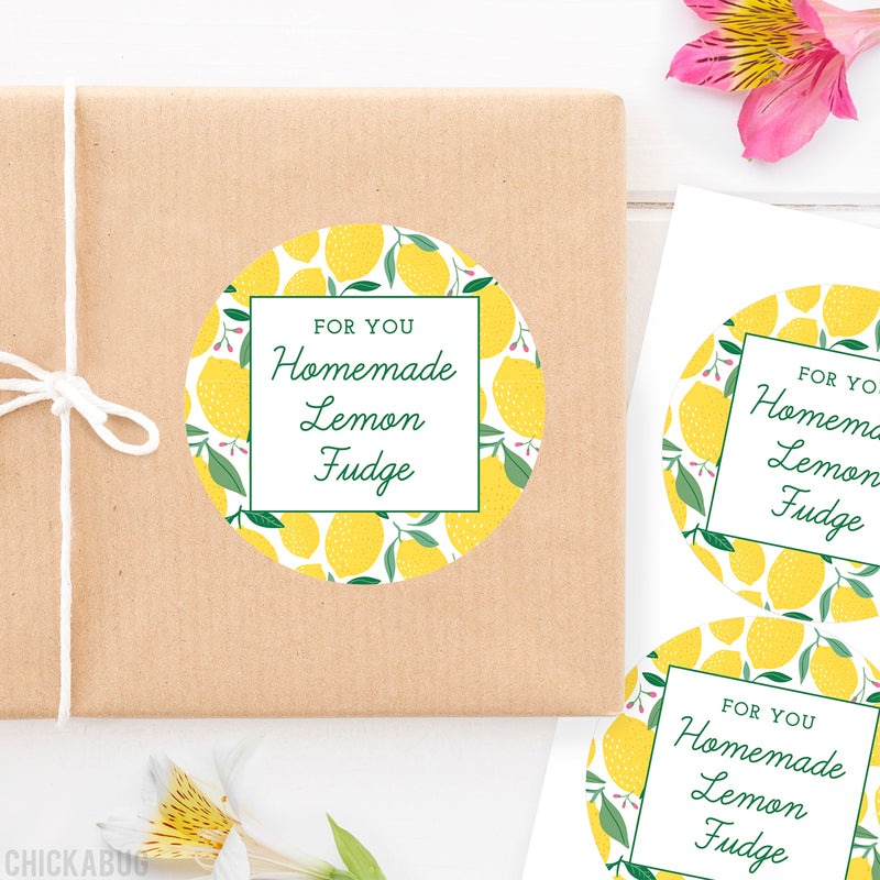 Lemon Pattern Food & Baking Gift Labels