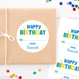 Blue Birthday Candle Birthday Gift Labels