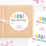 Pink "YAY! Happy Birthday!" Gift Labels