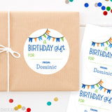 Blue Banners Birthday Gift Labels