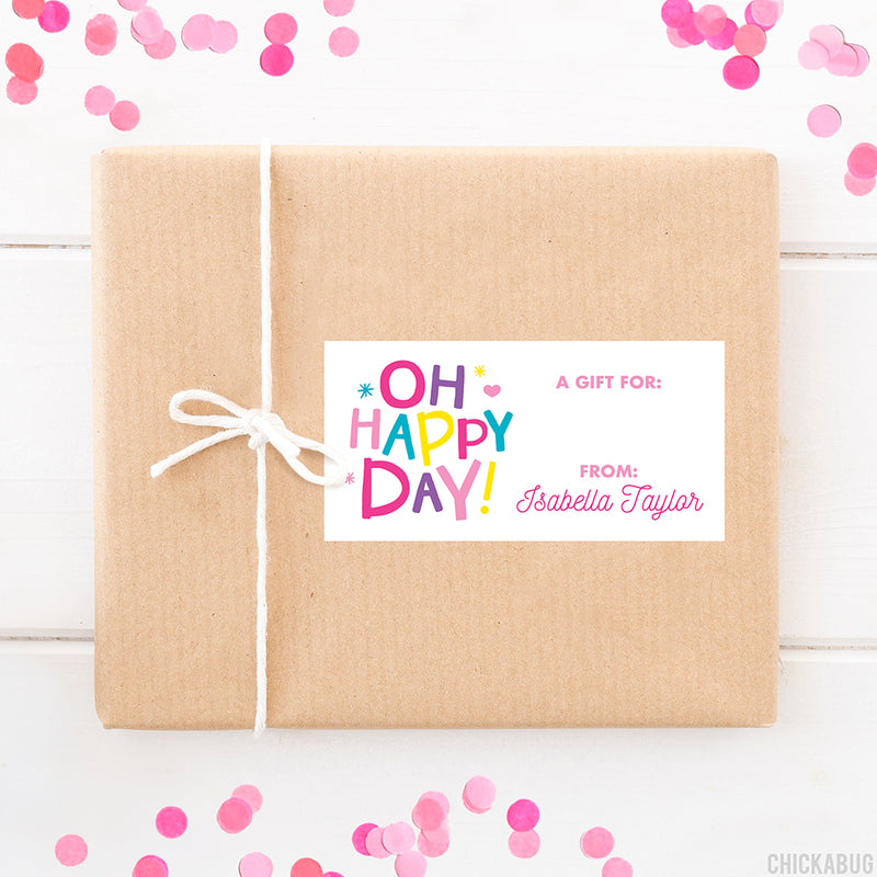 "Oh Happy Day!" Pink Gift Labels