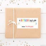 Rainbow "A Birthday Gift For" Fill-In Gift Labels