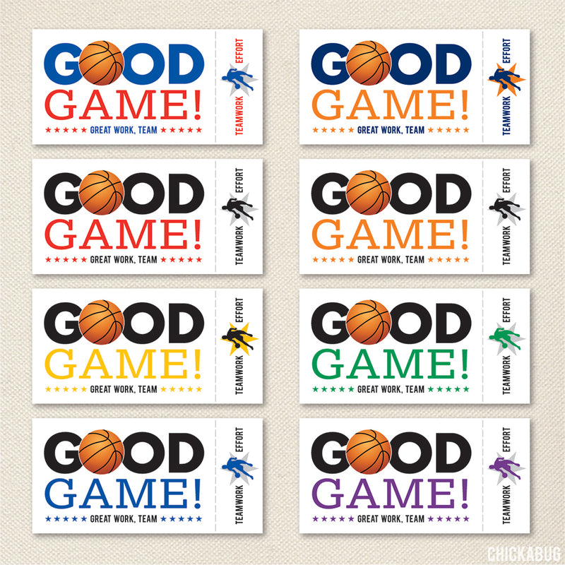 Basketball Team Snack Day Labels - Your Choice of Color