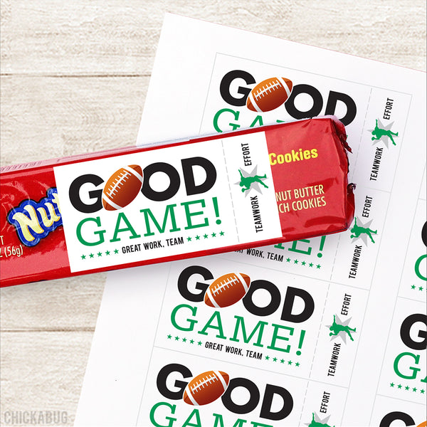 Football Team Snack Day Labels - Your Choice of Color