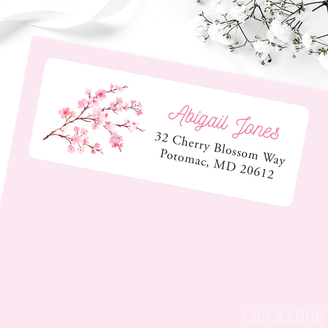 Personalized Cherry Blossoms Return Address Labels – Chickabug