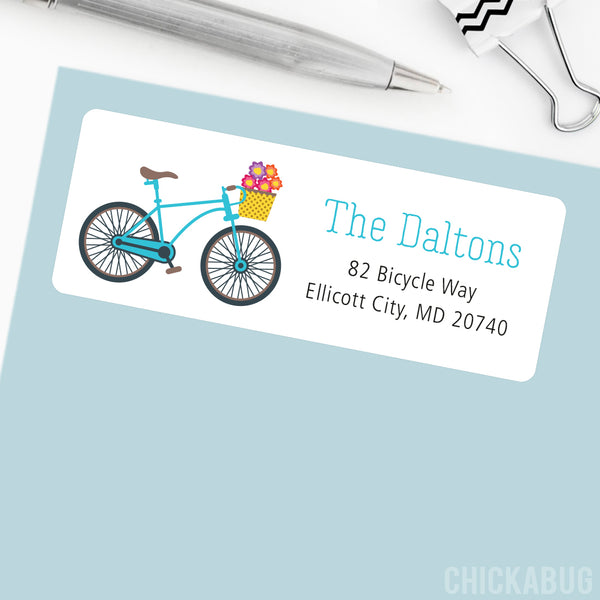 Blue Bicycle Address Labels