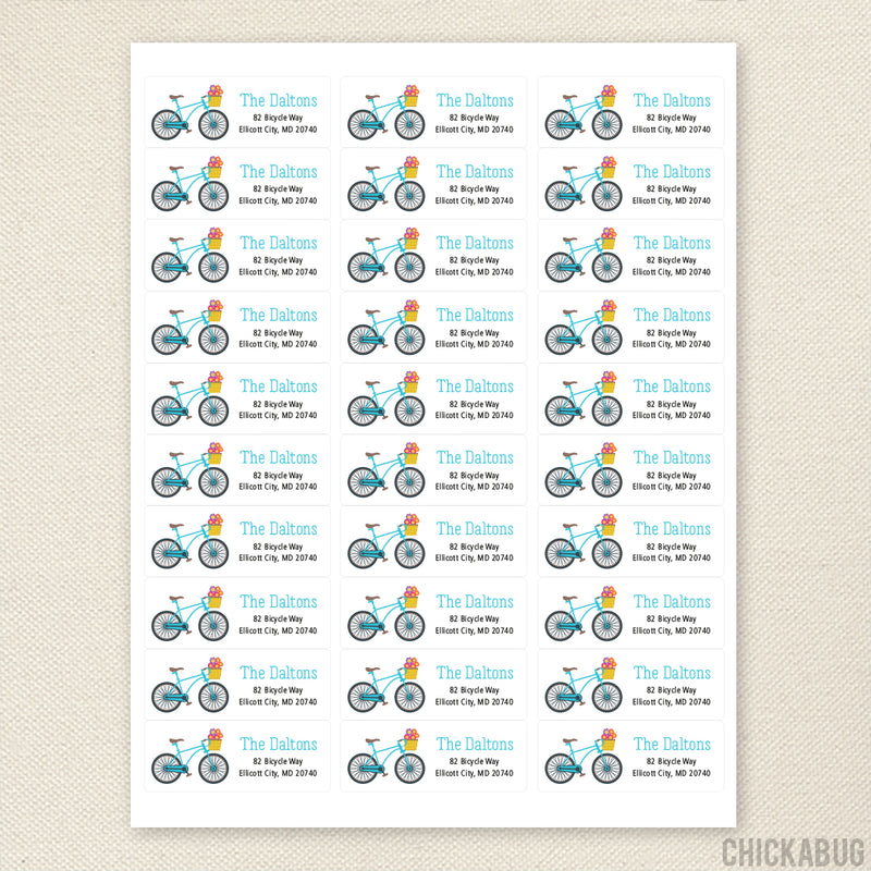 Blue Bicycle Address Labels
