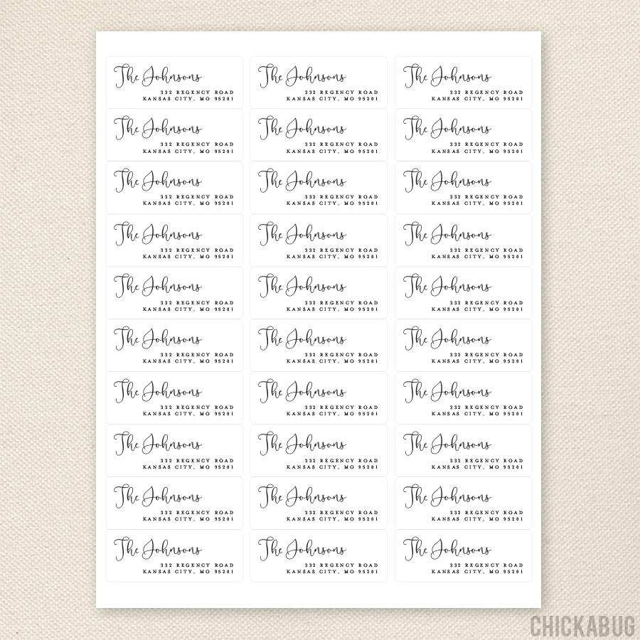 Chick Address Labels Personalized Chic Script Return Address Labels – Chickabug