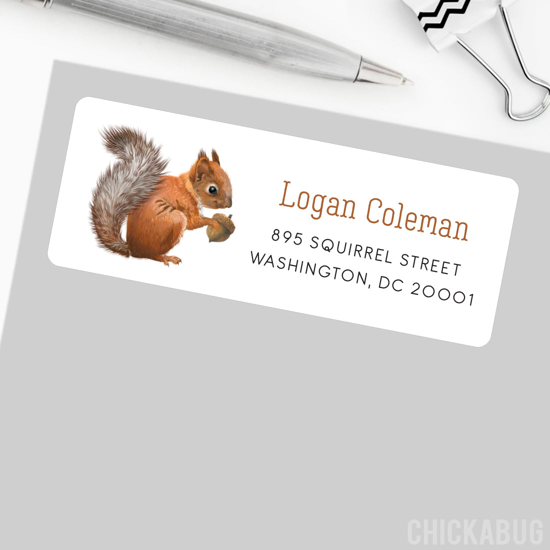 Squirrel Call Label Personalized Squirrel Return Address Labels β Chickabug