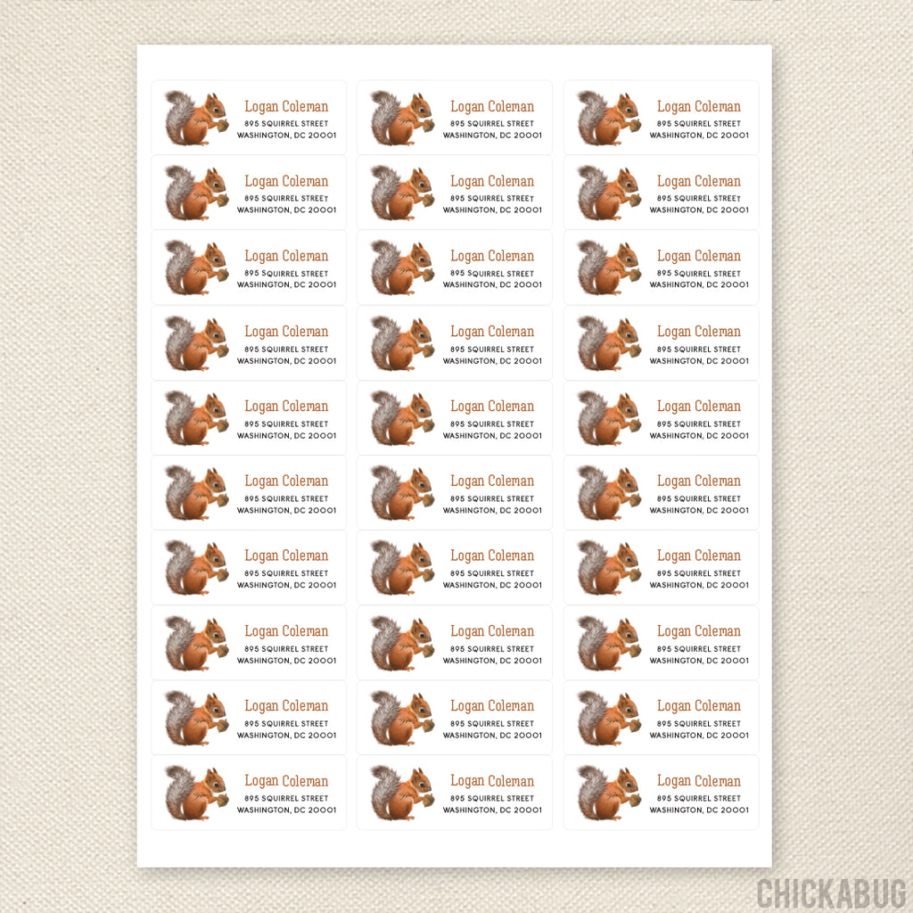 Squirrel Call Label Personalized Squirrel Return Address Labels β Chickabug