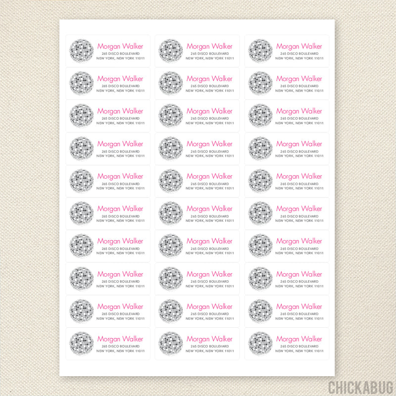 Personalized Disco Ball Return Address Labels – Chickabug