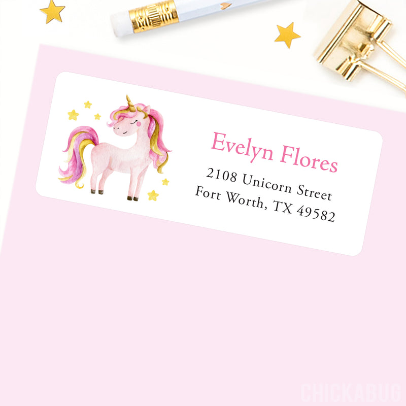 Pink Unicorn Address Labels