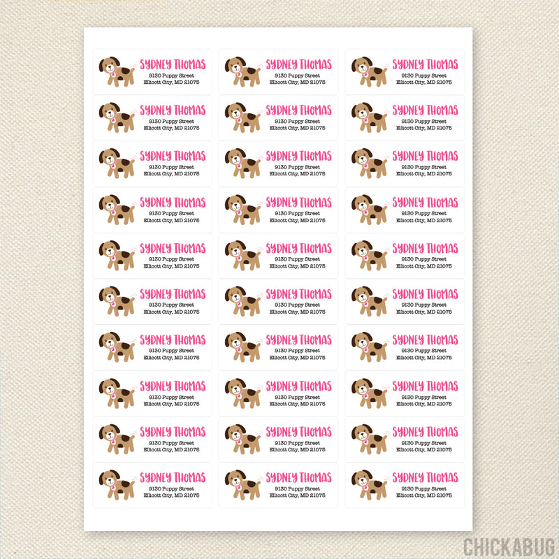 Pink Puppy Address Labels